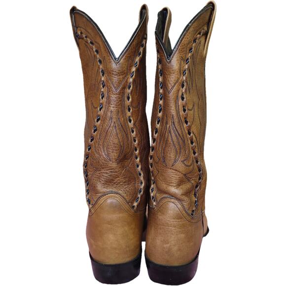 Dan Post Brown Natural Leather Buckstitching Cowboy Western Boots 10D main image 7